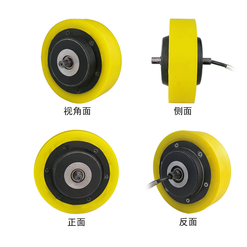 5寸直径128MM胎宽39MM开档68MM双轴螺纹PU胎款四面图